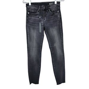 BLANKNYC Grey Dark Wash Stretchy Mid Rise Raw Hem Skinny Jeans Size 27